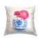 Pink & Blue Floral Vase Design by GraffiTee Studios Throw Pillow